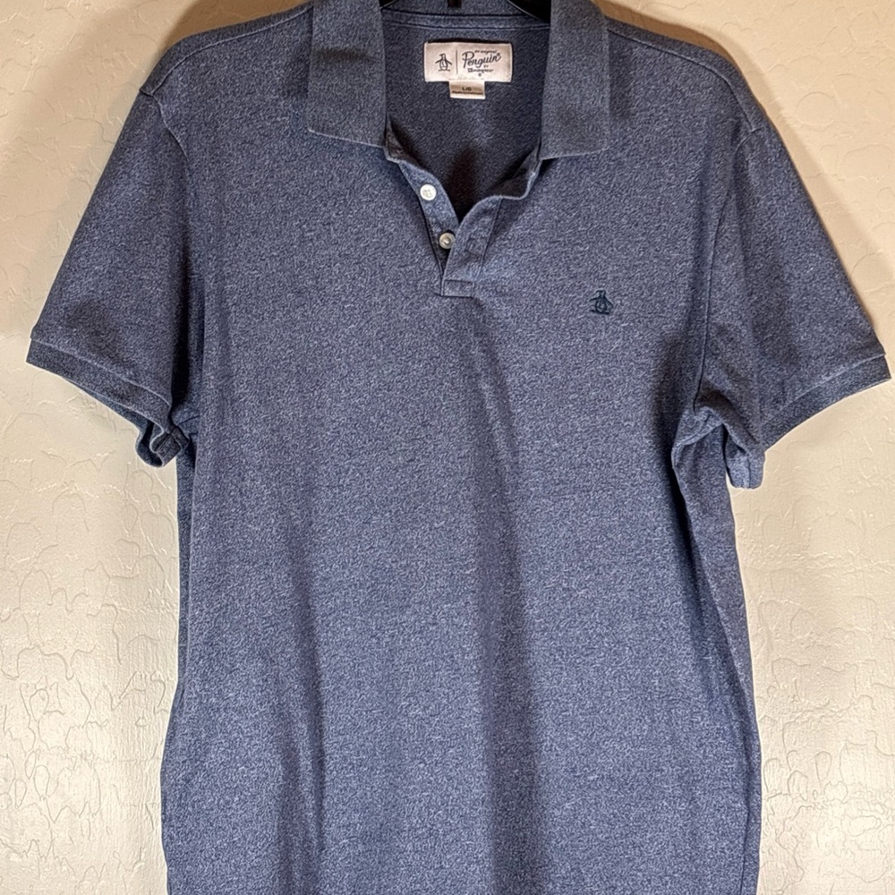 Original Penguin Heritage Polo Men’s Size L Blue Embroidered Logo Golf Shirt